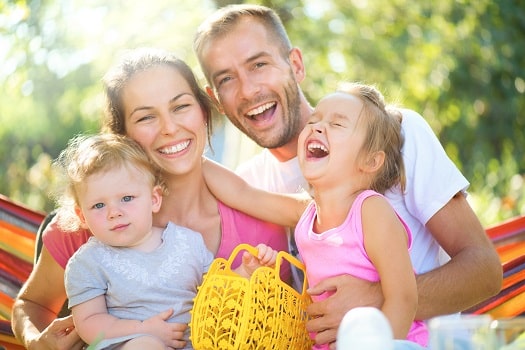 joyful family outside